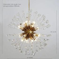 1950's Mid Century Hand Blown Italian Murano Glass Crystal Dandelion Chandelier