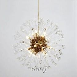 1950's Mid Century Hand Blown Italian Murano Glass Crystal Dandelion Chandelier