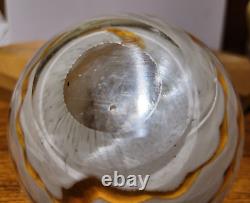 1950`s RARE FRATELLI TOSO Art Glass Paperweight White Amber Swirl Bubble