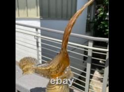 1950s Hand Blown Murano Glass Italy. Yellow with Gold Flecked13 tall 9 wide