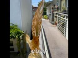 1950s Hand Blown Murano Glass Italy. Yellow with Gold Flecked13 tall 9 wide