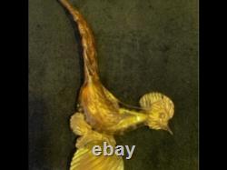 1950s Hand Blown Murano Glass Italy. Yellow with Gold Flecked13 tall 9 wide