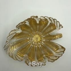 1950s Mid Century Barovier & Toso Cordonato D' Oro Aventurine Gold Leaf Bowl