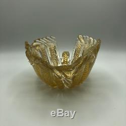 1950s Mid Century Barovier & Toso Cordonato D' Oro Aventurine Gold Leaf Bowl