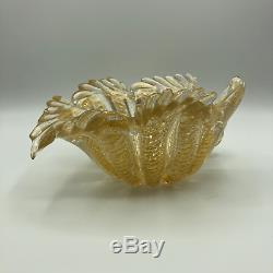 1950s Mid Century Barovier & Toso Cordonato D' Oro Aventurine Gold Leaf Bowl