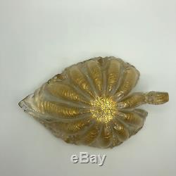 1950s Mid Century Barovier & Toso Cordonato D' Oro Aventurine Gold Leaf Bowl