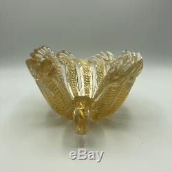 1950s Mid Century Barovier & Toso Cordonato D' Oro Aventurine Gold Leaf Bowl