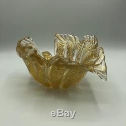 1950s Mid Century Barovier & Toso Cordonato D' Oro Aventurine Gold Leaf Bowl