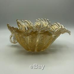 1950s Mid Century Barovier & Toso Cordonato D' Oro Aventurine Gold Leaf Bowl