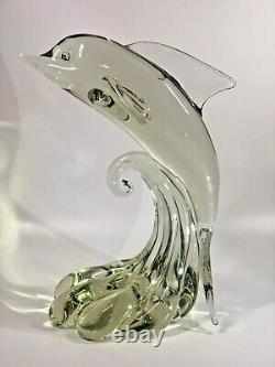 1950s Monumental Pilgrim Glass Roberto Moretti Murano Signed Dolphin Fish 13 lbs