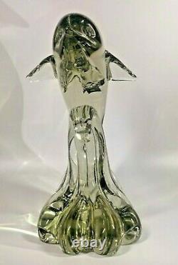 1950s Monumental Pilgrim Glass Roberto Moretti Murano Signed Dolphin Fish 13 lbs