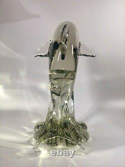 1950s Monumental Pilgrim Glass Roberto Moretti Murano Signed Dolphin Fish 13 lbs