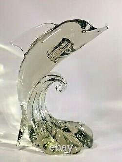 1950s Monumental Pilgrim Glass Roberto Moretti Murano Signed Dolphin Fish 13 lbs