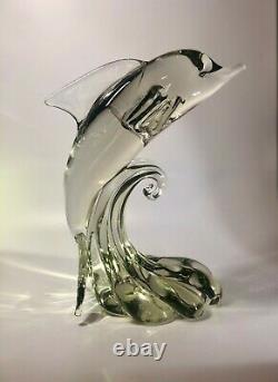 1950s Monumental Pilgrim Glass Roberto Moretti Murano Signed Dolphin Fish 13 lbs