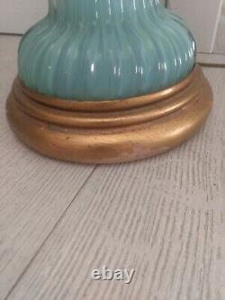 1960's Murano Hand Blown Ribbed Turquoise/Seafoam Seguso Glass Lamp by MARBRO