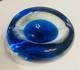 1960s Hand Blown Livio Seguso Murano Blue Ashtray Bowl Sculpture 7in Heavy