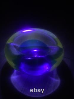 1960s Hand Blown Livio Seguso Murano Blue Ashtray Bowl Sculpture 7in Heavy