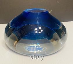 1960s Hand Blown Livio Seguso Murano Blue Ashtray Bowl Sculpture 7in Heavy