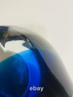 1960s Hand Blown Livio Seguso Murano Blue Ashtray Bowl Sculpture 7in Heavy