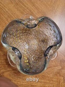 1960s Italian Hand-Blown Murano by Archimede Seguso in Smoke With Gold Leaf