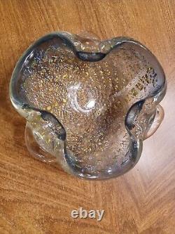 1960s Italian Hand-Blown Murano by Archimede Seguso in Smoke With Gold Leaf