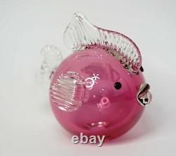 1960s Murano Blown Glass Archimede Seguso Cranberry Red Balloon Fish Figurine