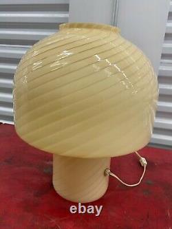 1970s VETRI MURANO 19 HAND BLOWN SWIRL GLASS MUSHROOM LAMP With STICKER