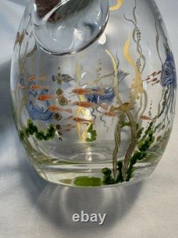1998 Hand Blown & Signed MURANO Glass Pitcher withPainted Sea Life Scene