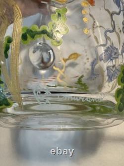 1998 Hand Blown & Signed MURANO Glass Pitcher withPainted Sea Life Scene