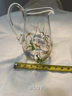 1998 Hand Blown & Signed MURANO Glass Pitcher withPainted Sea Life Scene