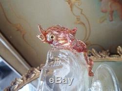 19th C Salviati Murano Venetian Art Glass Dolphin Handle Candy Dish Compote