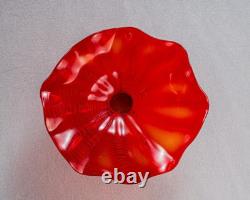 1PC Hand Blown Glass Plate Swirl Murano Style Home Wall Decor Plate Red D12