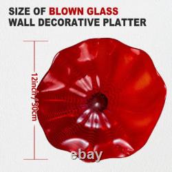 1PC Hand Blown Glass Plate Swirl Murano Style Home Wall Decor Plate Red D12