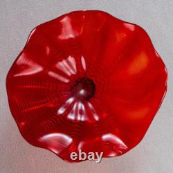 1PC Hand Blown Glass Plate Swirl Murano Style Home Wall Decor Plate Red D12