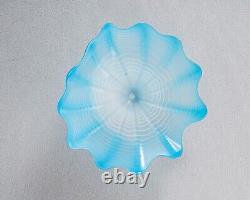 1PC Murano Style Blue Platter Hand Blown Art Glass Abstract Plate Wall Art D12