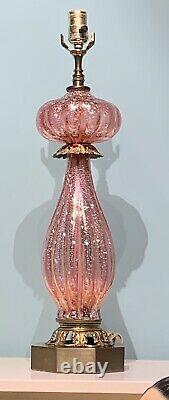 (2) BAROVIER & TOSO Murano lamps- Pink Cranberry Glass with Silver Fleck withLabel