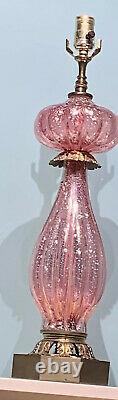 (2) BAROVIER & TOSO Murano lamps- Pink Cranberry Glass with Silver Fleck withLabel