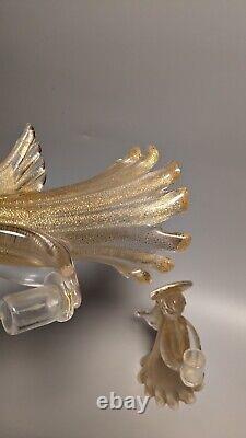 2 Hand Blown Antique Italian Murano Studio Art Glass Angel Candle Holder Statue