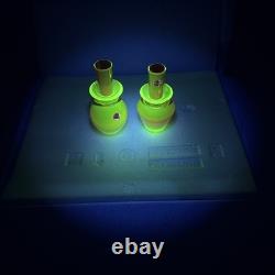 2 Hand-blown Murano Red Glass Candlestick Holders with Clear Base Made In Italy