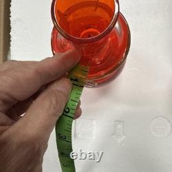 2 Hand-blown Murano Red Glass Candlestick Holders with Clear Base Made In Italy