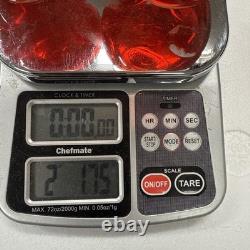 2 Hand-blown Murano Red Glass Candlestick Holders with Clear Base Made In Italy