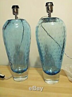 2 Heathfield Esme Sapphire Hand-Blown Glass Table Lamp 45cm High Made In U. K