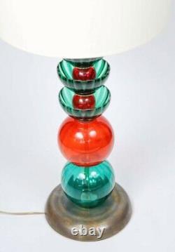 2 Italian Murano Glass lamp, brass bases