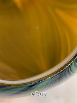 2 MID CENTURY MODERN ART GLASS SWIRLS LARGE VASES -Cased Glass