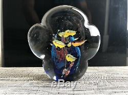 2 MURANO Art Glass AQUARIUMS Millefiori 7+9=16 fish Hand Blown Paperweight