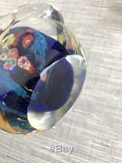 2 MURANO Art Glass AQUARIUMS Millefiori 7+9=16 fish Hand Blown Paperweight