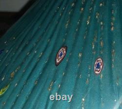 2 Murano Venetian Hand Blown Aqua Art Glass Hanging Light Lamp Shades 16'x6
