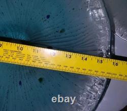 2 Murano Venetian Hand Blown Aqua Art Glass Hanging Light Lamp Shades 16'x6