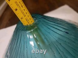 2 Murano Venetian Hand Blown Aqua Art Glass Hanging Light Lamp Shades 16'x6
