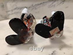 2 Vintage 1960s Murano Hand Blown Art Glass Musical Clown Figurines Italy Label